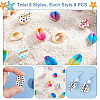  64Pcs 8 Styles Spray Paint & Printed Cowrie Shell Beads SHEL-NB0001-56-4