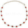 1Pc Alloy with Resin Imitation Turquoise Oval Link Chain Belts AJEW-CY0001-79A-1