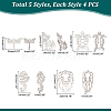 20Pcs 5 Style 201 Stainless Steel Filigree Joiners Links STAS-UN0034-33-5