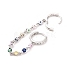 Colorful Cubic Zirconia Dangle Chains Double Hoop Earrings EJEW-C030-14P-3