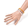 Chips Natural Amber & Fluorite & Rose Quartz Beaded Stretch Bracelets Sets BJEW-JB05332-02-4