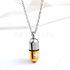 Medical Theme Pill Shape Stainless Steel Pendant Necklaces with Cable Chains JS1441-1-2