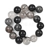 Natural Tourmalinated Quartz/Black Rutilated Quartz Beads Strands G-D361-01A-10mm-3