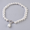 Round Shell Pearl Pendant Necklaces NJEW-P232-G-2