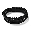 Natural Lava Rock & Glass Round Beaded Bracelets BJEW-G732-01A-5