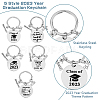 SUPERFINDINGS 5Pcs 5 Style Class of 2023 Graduation Gifts Stainless Steel Keychain KEYC-FH0001-32B-3