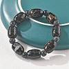 Natural Agate Bead Stretch Bracelets G-P570-01H-3