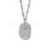 Stainless Steel Textured Oval Pendant Necklaces QQ8734-2-1