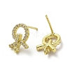 Rack Plating Brass & Cubic Zirconia Stud Earring Findings KK-G487-10G-2