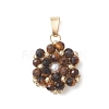Natural Tiger Eye Faceted Round Cluster Flower Pendants PALLOY-MZ01197-03-1