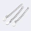 925 Sterling Silver End with Extender Chains and Teardrop Charms STER-F036-26S-48mm-1