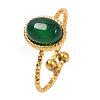 Oval Natural Green Onyx Agate Finger Rings RJEW-Q822-38G-01-1