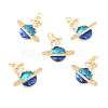 Eco-Friendly Brass Micro Pave Cubic Zirconia with Enamel Pendants KK-K268-22G-1