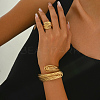 Elegant Brass Multi-layer Cuff Bangles & Rings Sets for Banquets and Parties TV3814-2