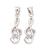 Musical Note Real Platinum Plated Brass Cubic Zirconia Pendants ZIRC-R014-09-1