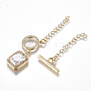 Brass Micro Pave Clear Cubic Zirconia Chain Extender ZIRC-G168-03G-2