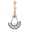 Moon Star Synthetic Blue Spinel & Glass Seed Pendant Decoration HJEW-MZ00115-1