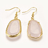 Natural Rose Quartz Dangle Earrings EJEW-I212-K-07G-2