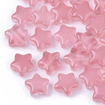 Transparent Spray Painted Glass Beads X-GLAA-N035-01-A03-1
