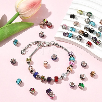 50Pcs Glass European Beads GPDL-YW0001-04-1