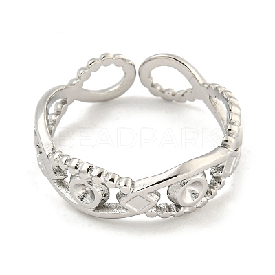Tarnish Resistant 304 Stainless Steel Open Cuff Ring Components RJEW-A043-03P-1
