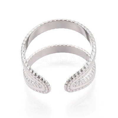 Adjustable 304 Stainless Steel Cuff Rings for Women RJEW-N052-25P-1