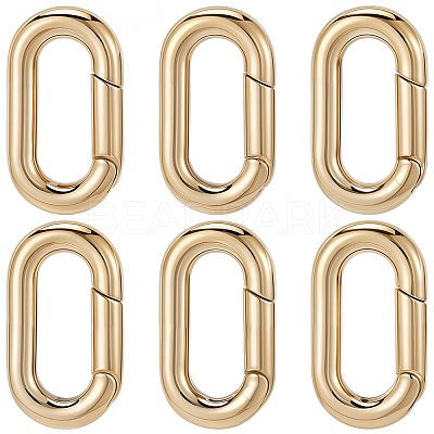 6Pcs Ion Plating(IP) 304 Stainless Steel Spring Gate Rings STAS-SC0008-34-1