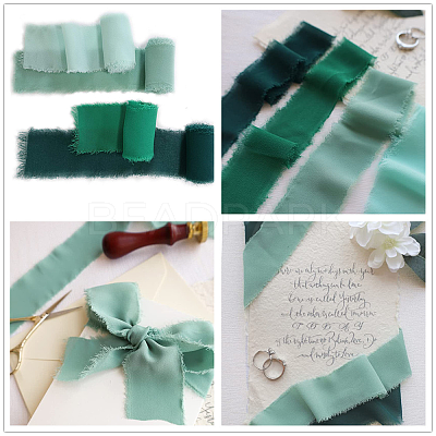4 Rolls 4 Colors Polyester Raw Edged Ribbon OCOR-NB0001-81A-1