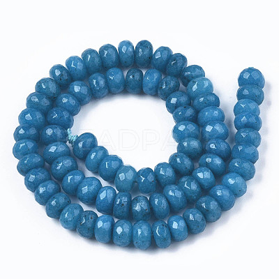 Faceted Rondelle Dyed Natural White Jade Bead Strands G-R343-6x8-02-1