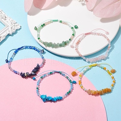 Natural & Synthetic Gemstone Chip Bead Braided Bracelets for Women BJEW-JB09992-1
