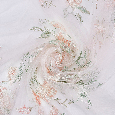 Mesh Embroidered Lace Fabric OCOR-WH0082-22-1