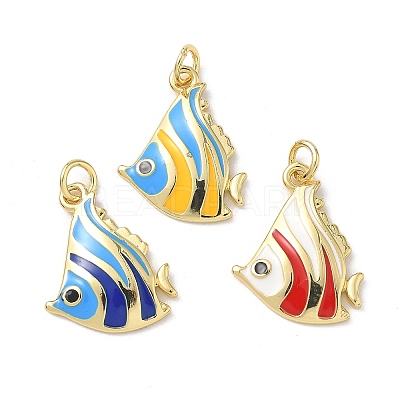 Sea Animals Brass Enamel Pendants KK-B155-02A-G-1