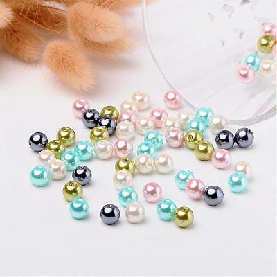 Pastel Mix Pearlized Glass Pearl Beads HY-X006-8mm-12-1