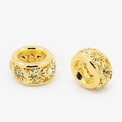 Brass Rhinestone European Beads RB-A050-H5mm-01G-1