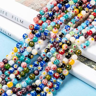 Round Handmade Millefiori Glass Beads Strands LK-R004-81-1