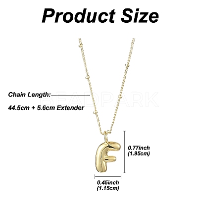 1Pc Initial Letter Brass Pendant Necklaces NJEW-YW0001-24F-1
