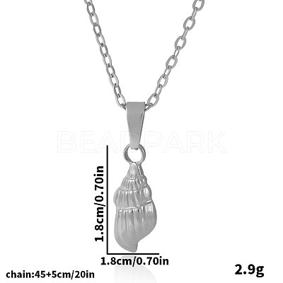 304 Stainless Steel Shell Shaped Pendant Necklaces for Women VS4043-1-1