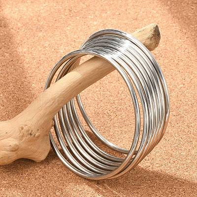7Pcs 201 Stainless Steel Plain Bangle Sets for Women BJEW-L664-022C-P02-1