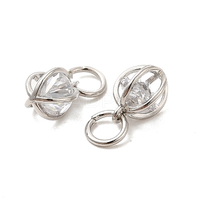 Rack Plating Brass Clear Cubic Zirconia Pendants KK-E081-09P-1