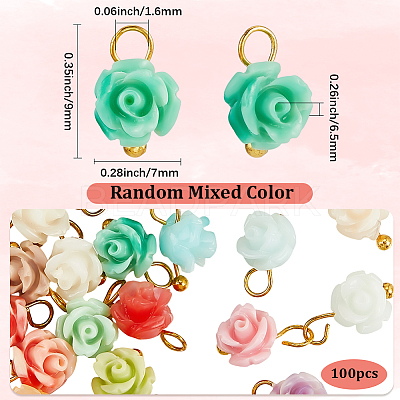 60Pcs Dyed Synthetic Coral Flower Charms PALLOY-BM00009-1