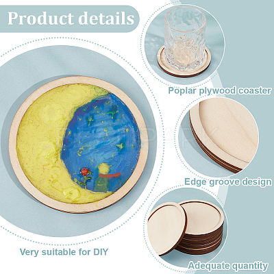 Poplar Plywood Coaster AJEW-WH0596-043-1