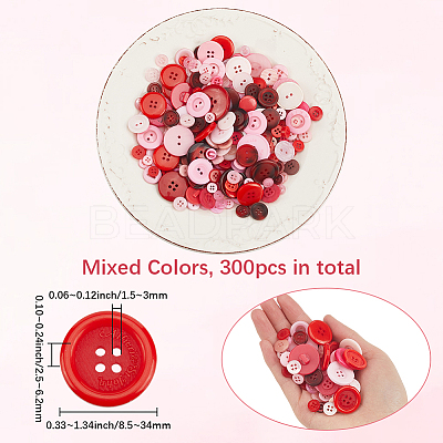 300Pcs 2 Colors Resin Buttons DIY-SP0003-98B-1
