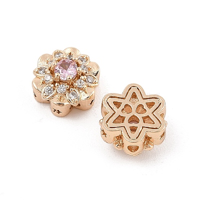 Rack Plating Brass Micro Pave Cubic Zirconia Beads KK-F879-03G-02-1