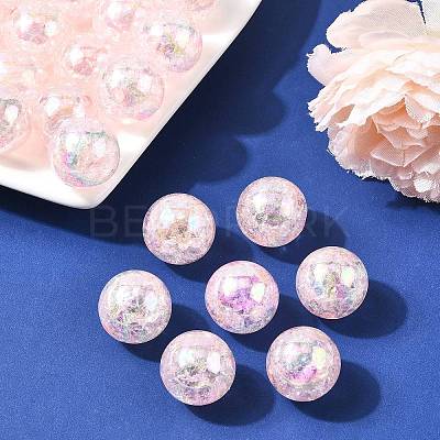 AB Color Transparent Crackle Round Acrylic Beads CACR-S006-01-1