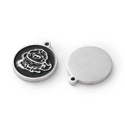304 Stainless Steel Black Enamel Charms STAS-M102-17P-02-1