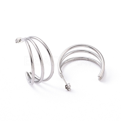 Non-Tarnish 304 Stainless Steel C-shape Stud Earrings EJEW-G298-13C-P-1