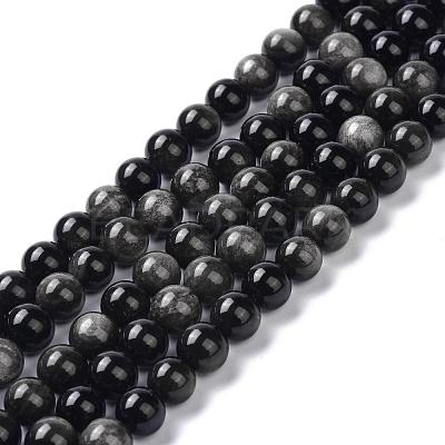 Natural Silver Obsidian Beads Strands G-D083-01C-1