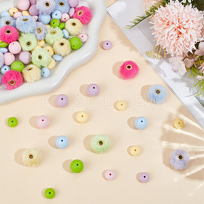 20Pcs 5 Colors Imitation Mink Fur European Beads FIND-PA0001-62C-1