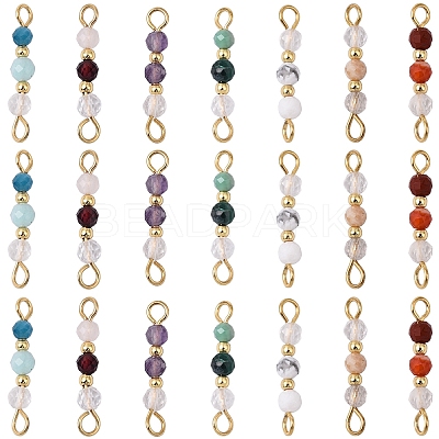 28Pcs 7 Styles Natural Gemstone Connector Charms HJEW-YW00201-1
