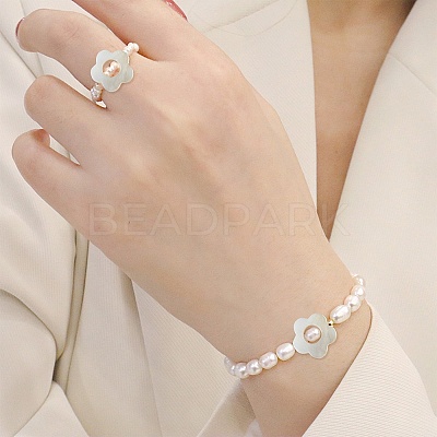 30Pcs Natural Freshwater Shell Beads Frames SHEL-CJ0001-27-1